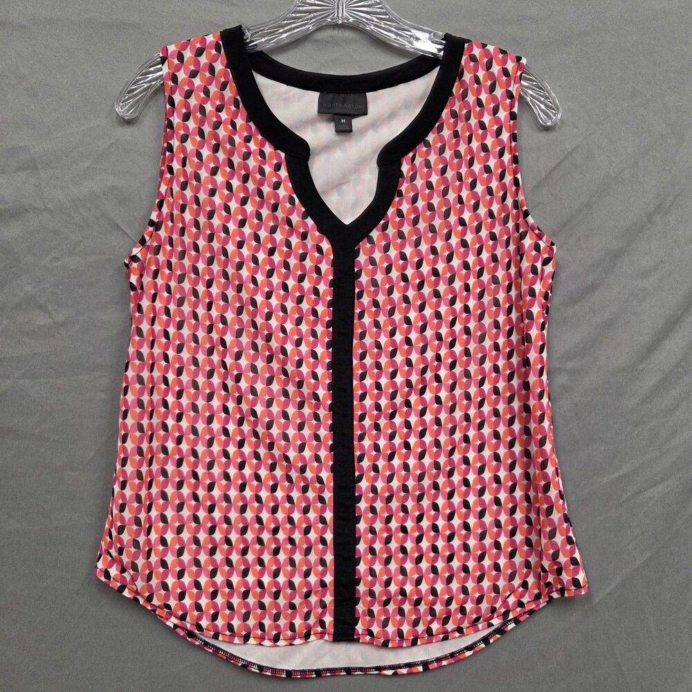 Worthington Womens Top Medium Geometric Sleeveless Shirt